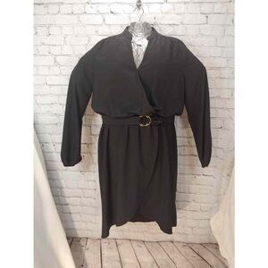 Justfab Womens Size XL Black Asymmetrical Wrap Dress